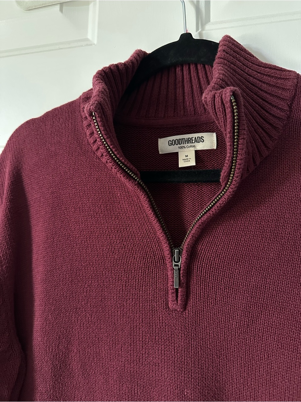 Goodthreads Men's Half-Zip Mock Neck Sweater in Maroon - 100% Cotton